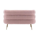 Pink upholstered loveseat from Mypersnicketyhome.com