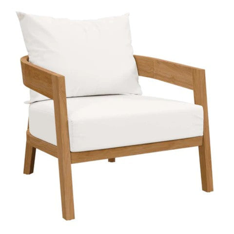 White upholstered outdoor chair from Mypersnicketyhome.com