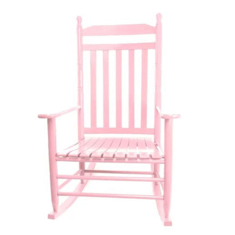 Pink wood outdoor rocking chair from Mypersnicketyhome.com