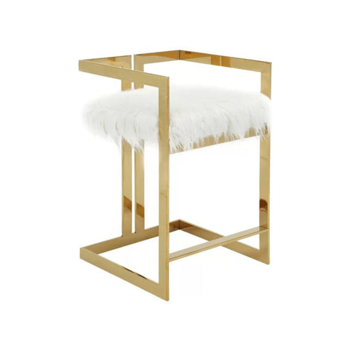 White faux fur bar stool from Mypersnicketyhome.com