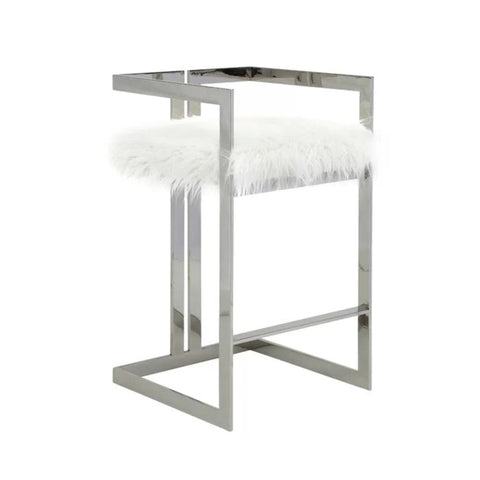 White faux fur bar stool from Mypersnicketyhome.com