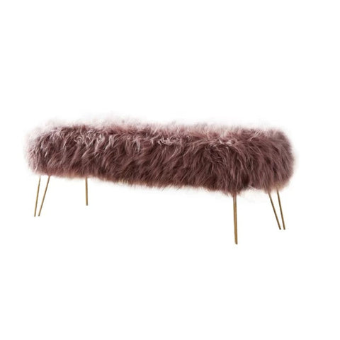 Pink faux fur bench from Mypersnicketyhome.com