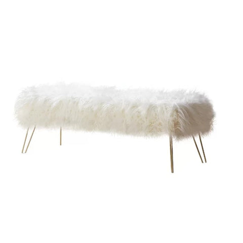 White faux fur bench from Mypersnicketyhome.com