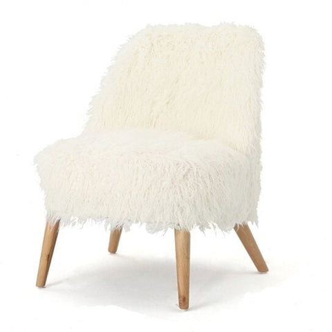 White faux fur chair from Mypersnicketyhome.com