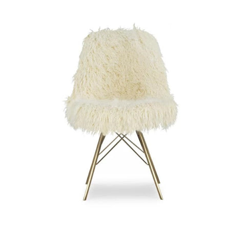 White faux fur chair from Mypersnicketyhome.com