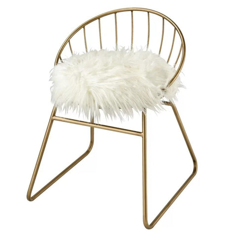 White faux fur chair from Mypersnicketyhome.com