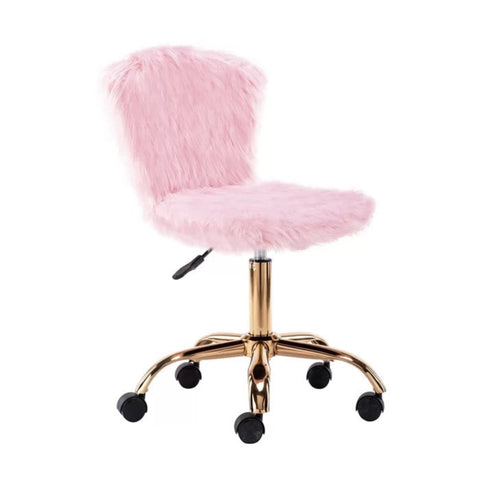 Pink faux fur desk chair from Mypersnicketyhome.com