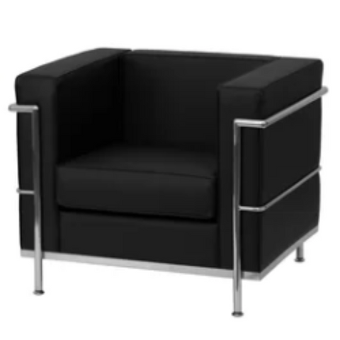 Black faux leather chair from Mypersnicketyhome.com