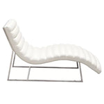 White faux leather chaise lounge from Mypersnicketyhome.com