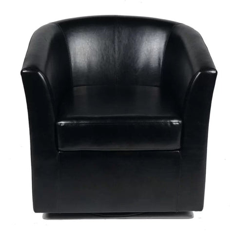 Black faux leather swivel chair from Mypersnicketyhome.com