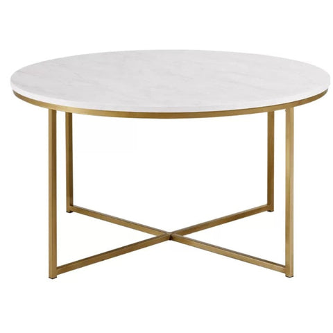 White faux marble coffee table from Mypersnicketyhome.com