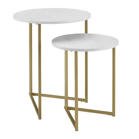 White faux marble nesting table set from Mypersnicketyhome.com