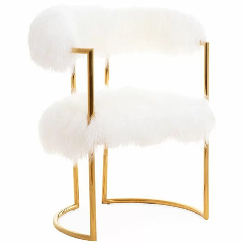 White faux mongolian sheepskin chair from Mypersnicketyhome.com