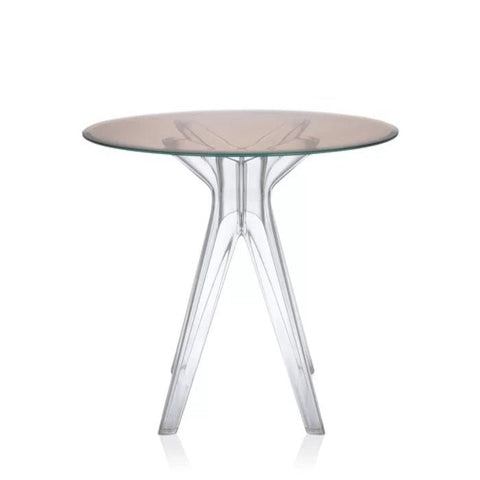 Pink glass and polycarbonate dining table from Mypersnicketyhome.com