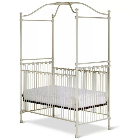 White iron canopy crib from Mypersnicketyhome.com