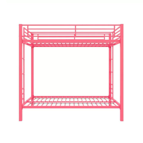 Pink metal bunk bed from Mypersnicketyhome.com