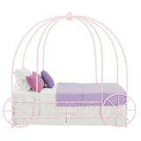 Pink metal kids bed from Mypersnicketyhome.com