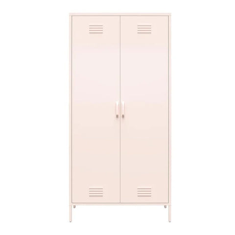 Pink metal storage cabinet from Mypersnicketyhome.com