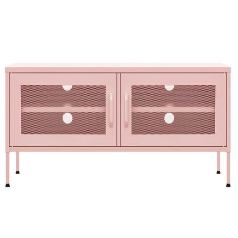 Pink metal tv stand from Mypersnicketyhome.com