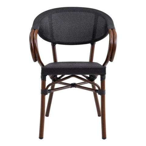 Black metal and polyester outdoor chair set from Mypersnicketyhome.com