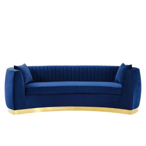 Navy velvet couch from Mypersnicketyhome.com