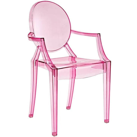 Pink polycarbonate dining chair from Mypersnicketyhome.com