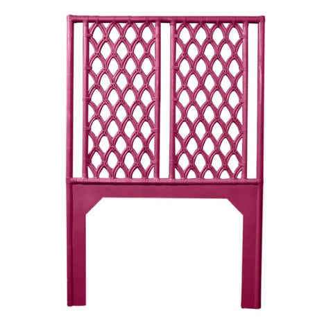 Pink rattan headboard from Mypersnicketyhome.com