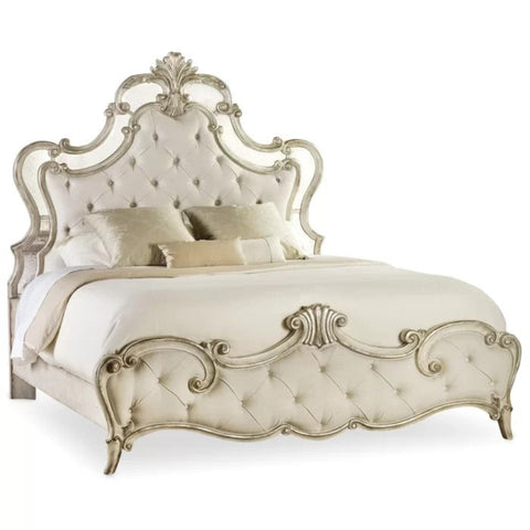 White upholstered bed from Mypersnicketyhome.com