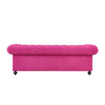 Pink upholstered couch from Mypersnicketyhome.com