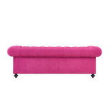 Pink upholstered couch from Mypersnicketyhome.com