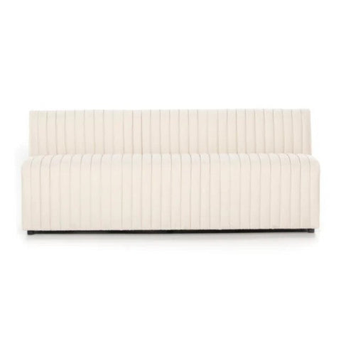 White upholstered dining bench from Mypersnicketyhome.com