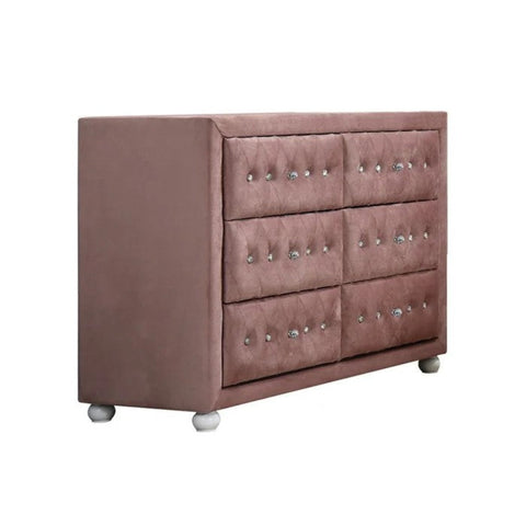 Pink upholstered kids dresser and mirror set from Mypersnicketyhome.com