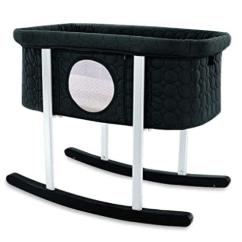 Black upholstered rocking cradle from Mypersnicketyhome.com