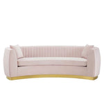 Pink velvet couch from Mypersnicketyhome.com