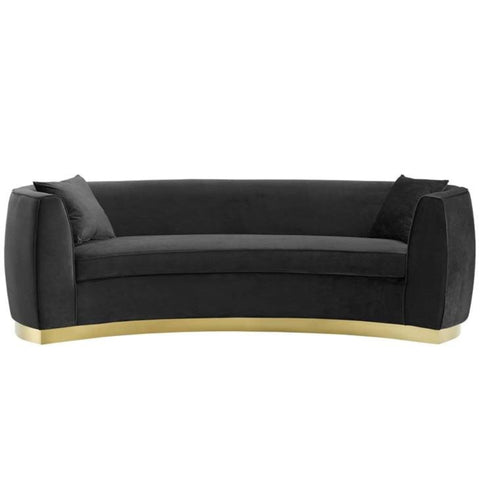 Black velvet couch from Mypersnicketyhome.com