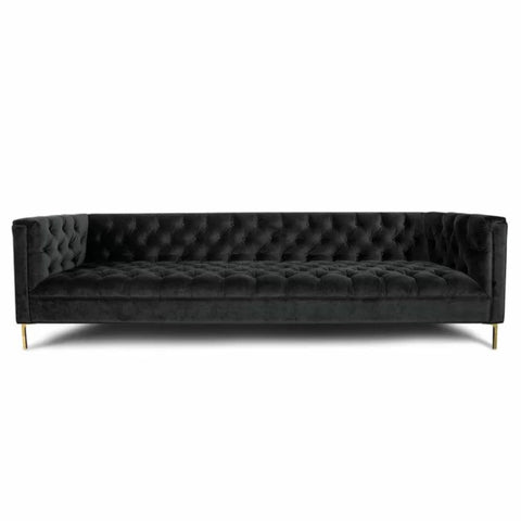 Black velvet couch from Mypersnicketyhome.com