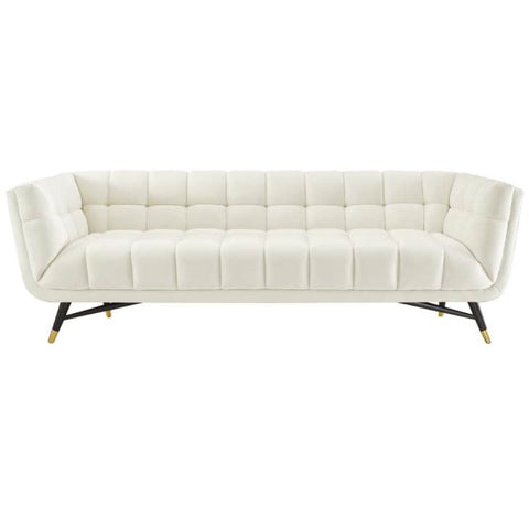 White velvet couch from Mypersnicketyhome.com 