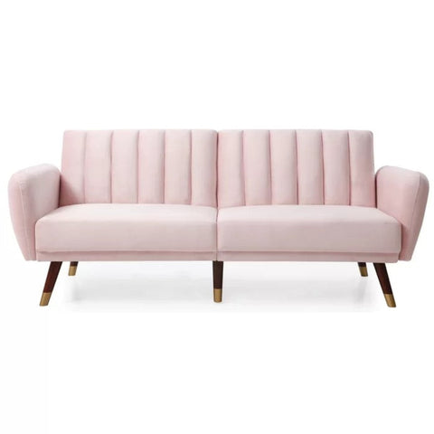 Pink velvet futon from Mypersnicketyhome.com