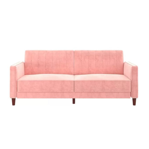 Pink velvet futon from Mypersnicketyhome.com