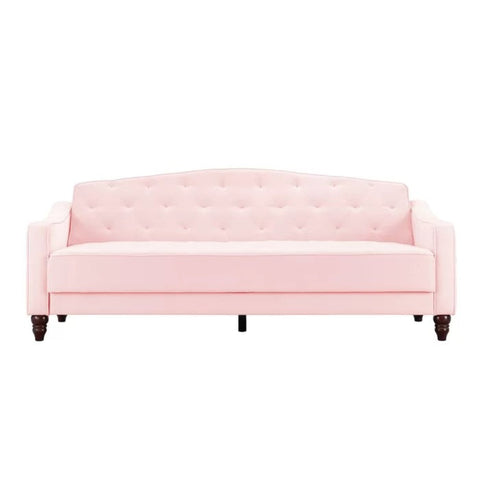 Pink velvet futon from Mypersnicketyhome.com