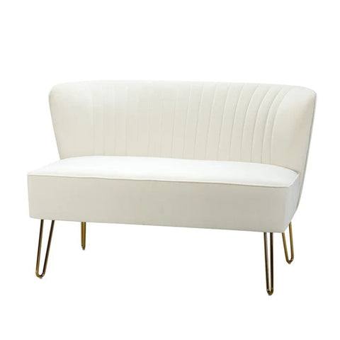 White velvet loveseat from Mypersnicketyhome.com