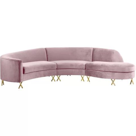 Pink velvet sectional from Mypersnicketyhome.com