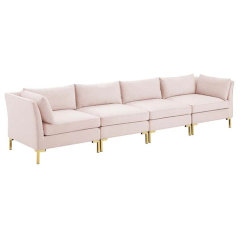 Pink velvet sectional from Mypersnicketyhome.com