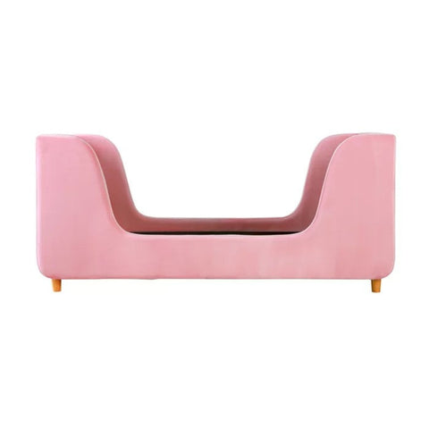 Pink velvet toddler bed from Mypersnicketyhome.com