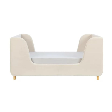 White velvet toddler bed from Mypersnicketyhome.com