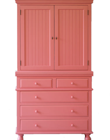 Pink wood armoire from Mypersnicketyhome.com