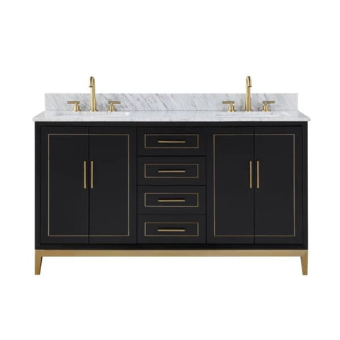 Black wood double bathroom vanity from Mypersnicketyhome.com