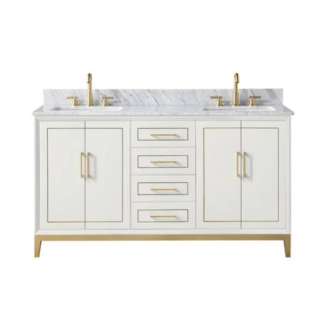 White wood double bathroom vanity from Mypersnicketyhome.com