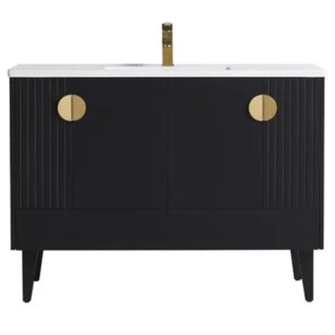 Black single wood bathroom vanity from Mypersnicketyhome.com