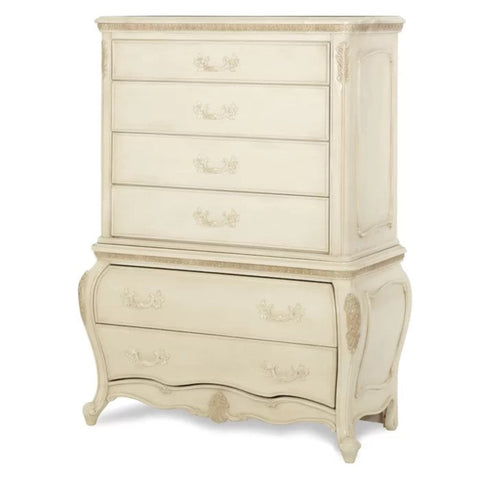 White wood chest of drawers from Mypersnicketyhome.com